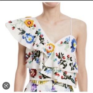 Alice + Olivia Saba Asymmetrical Ruffled Blouse